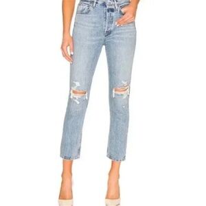 Agolde Light Blue Distressed Ankle Jeans
